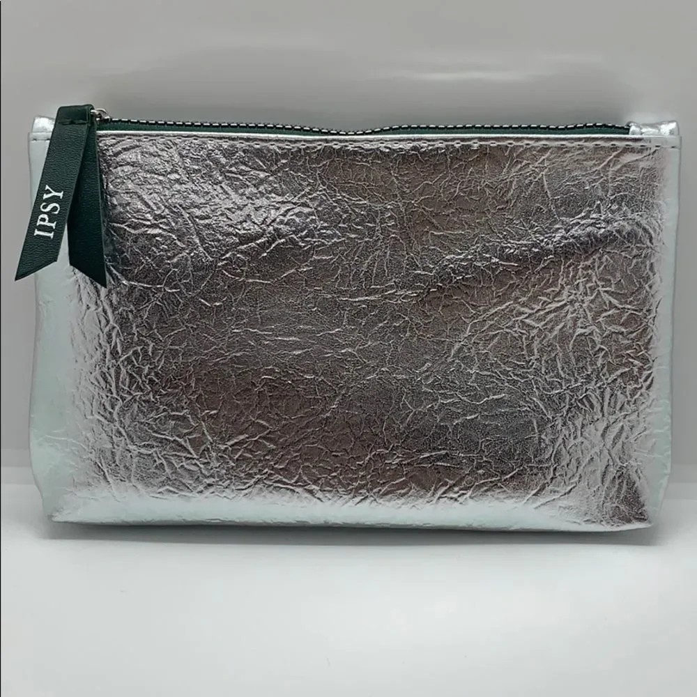 NWT Silver metal foil Cosmetic Bag